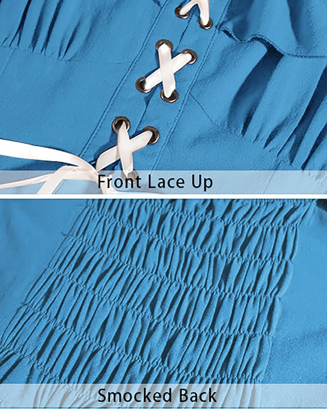 WISHU Women’s Renaissance Dress, Victorian Medieval Costume Dress Halloween Ruffle Maxi Dresses - Image 6