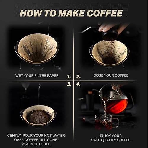 Miniatura 8 de Juego de cafetera, gotero de café de cerámica negra con filtro de papel V60, servidor de vidrio de café de 22.0 fl oz para cafetería, restaurante