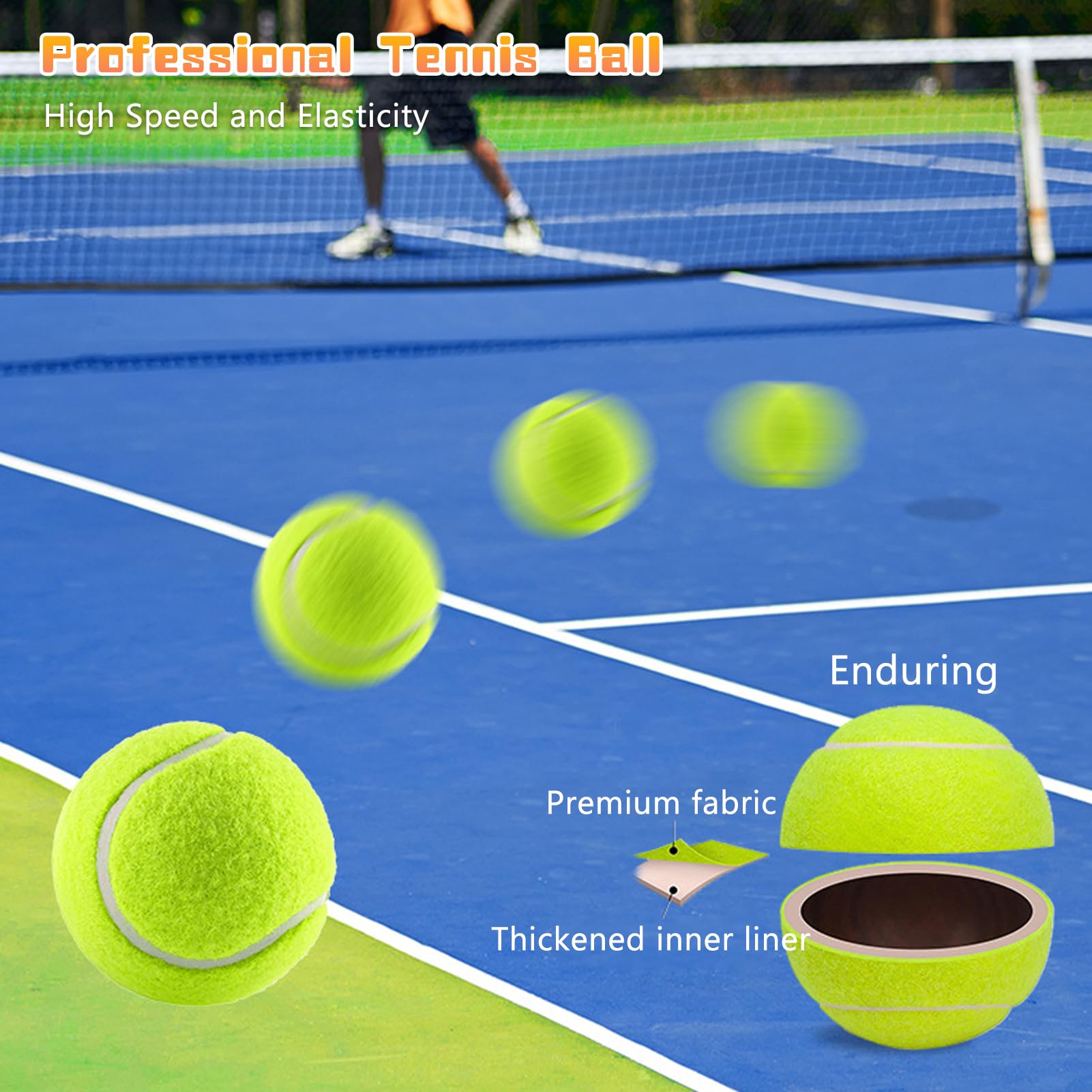 Racchetta da Padel con Set da Tennis, Struttura in ABS Pro EVA Core 46,5x26x3,9 Cm 66 Mm Palla per Giochi di Famiglia All'aperto