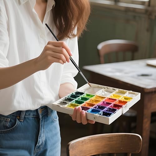 Miniatura 8 de Kolinsky Sable - Pinceles de acuarela en miniatura, 5 pinceles profesionales de pequeños detalles para tinta de gouache de acuarela y más, redondos