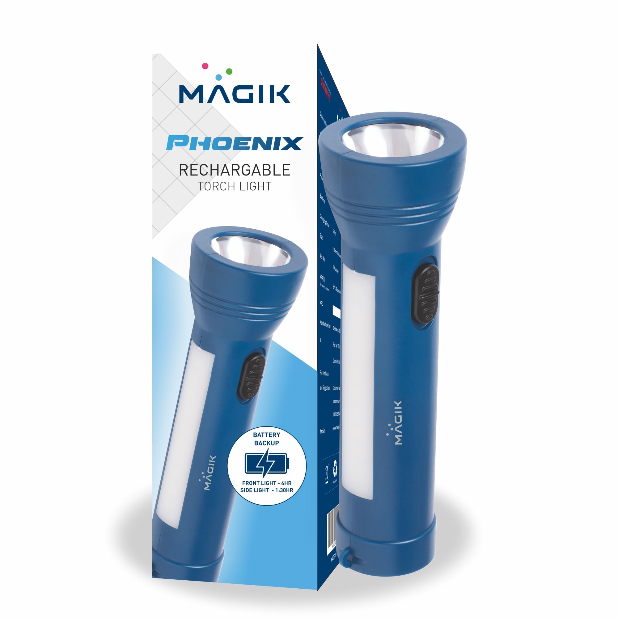MAGIK Phoenix Multipurpose Emergency Rechargeable Torch | Side Light | 4 Hour Battery Backup | USB Type C | Fast Charging | 600mAH Lithium-ion Battery-image-16