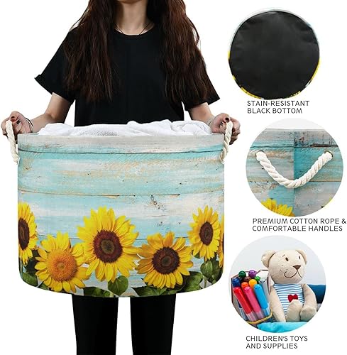 Miniatura 6 de Cesta de almacenamiento de juguetes de madera de playa vintage para guardería, sala de juegos, juguetes para perros, grande, plegable, organizador