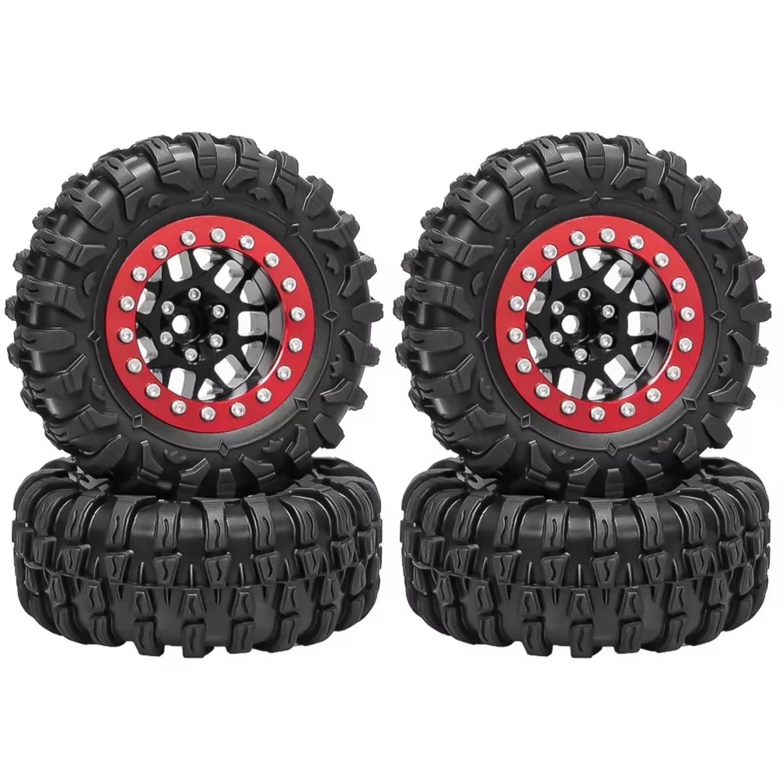 RC Spielzeug Teile Beadlock Wheels Mud Für Terrain Tires Set Aluminium 1,3 Zoll Für Ascent18 Für Scx24 Für Trx4m 1/24-1/18 RC Crawlers Auto Upgrades Teile(Black)
