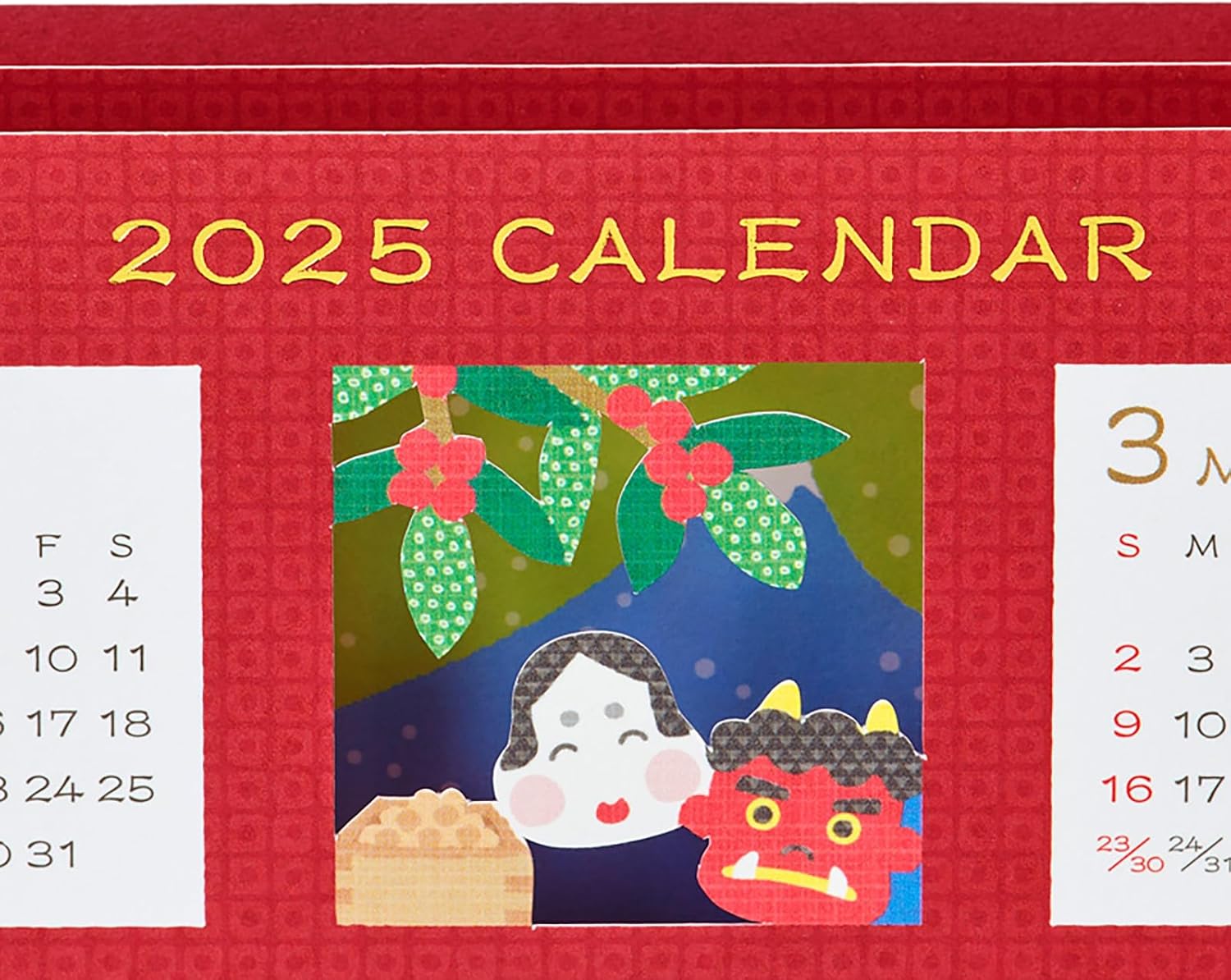 Sanrio 106887 Japanese Style Christmas Card, Lattice Shelf Calendar, Message Card, Greeting Card JXJ 24-4
