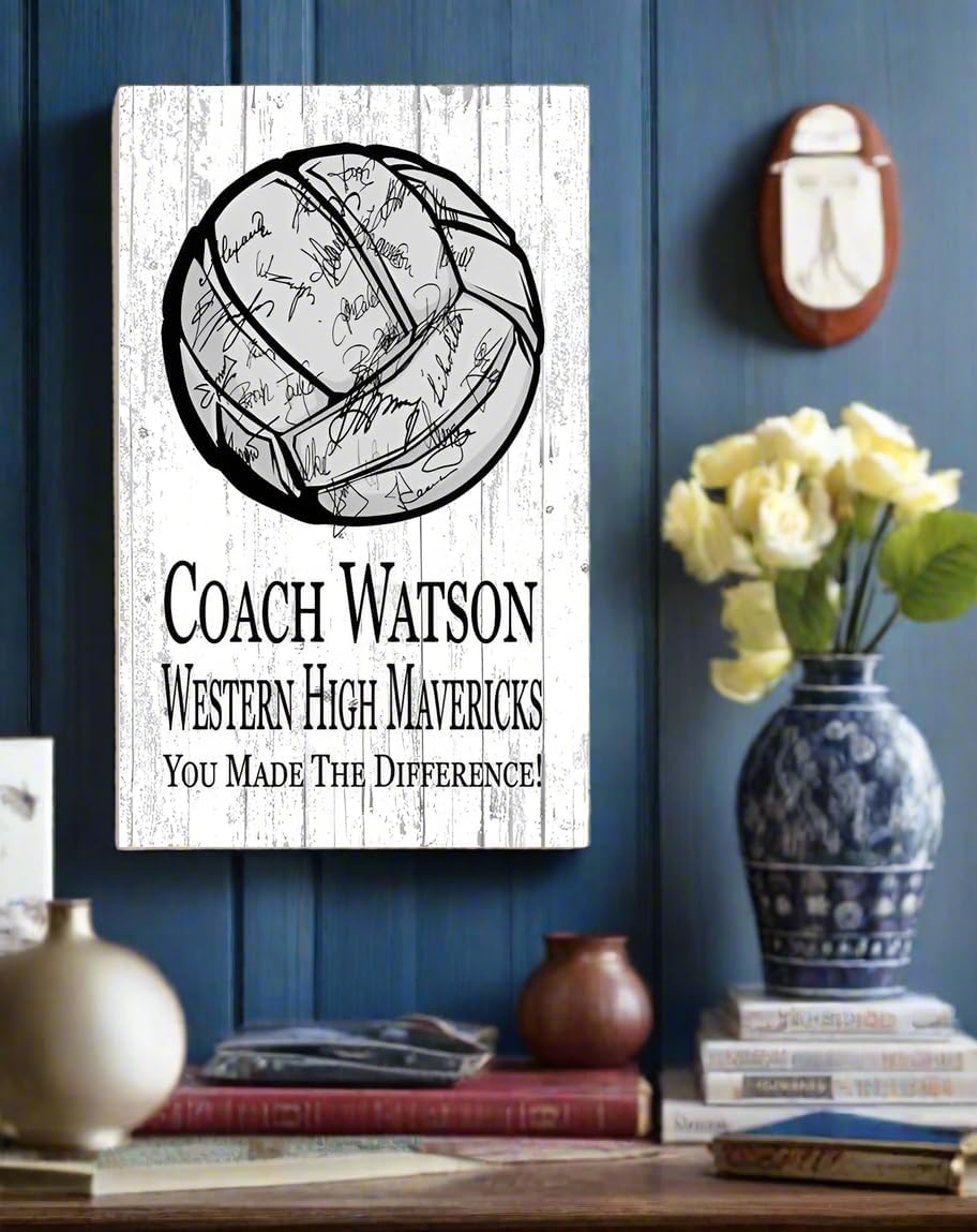 Volleyball Coach Gift – Personalized Wood Signable Plaque with Coach Name & Team – Player Autograph Thank You Gift – Solid Wood – 16.5” x 10.5” (Volleyball Coach) - Image 8