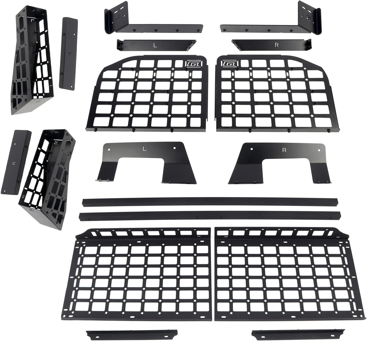 HIGH FLYING for Jeep Wrangler JK 4dr 2007-2017 Car Accessories Modular Storage Trunk Organizer L+R Molle Storage Boxes*2 Luggage Carrier Aluminum Alloy