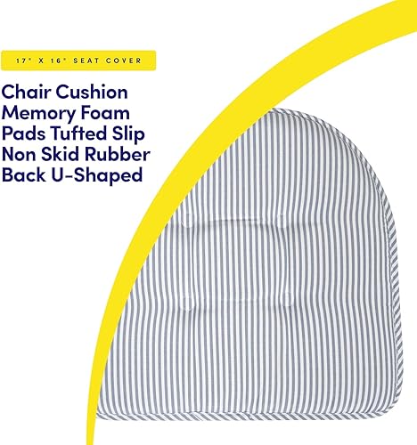 Miniatura 186 de Sweet Home Collection Cojines de espuma viscoelástica para silla, goma antideslizante y parte trasera de goma antideslizante en forma de U de 17 x