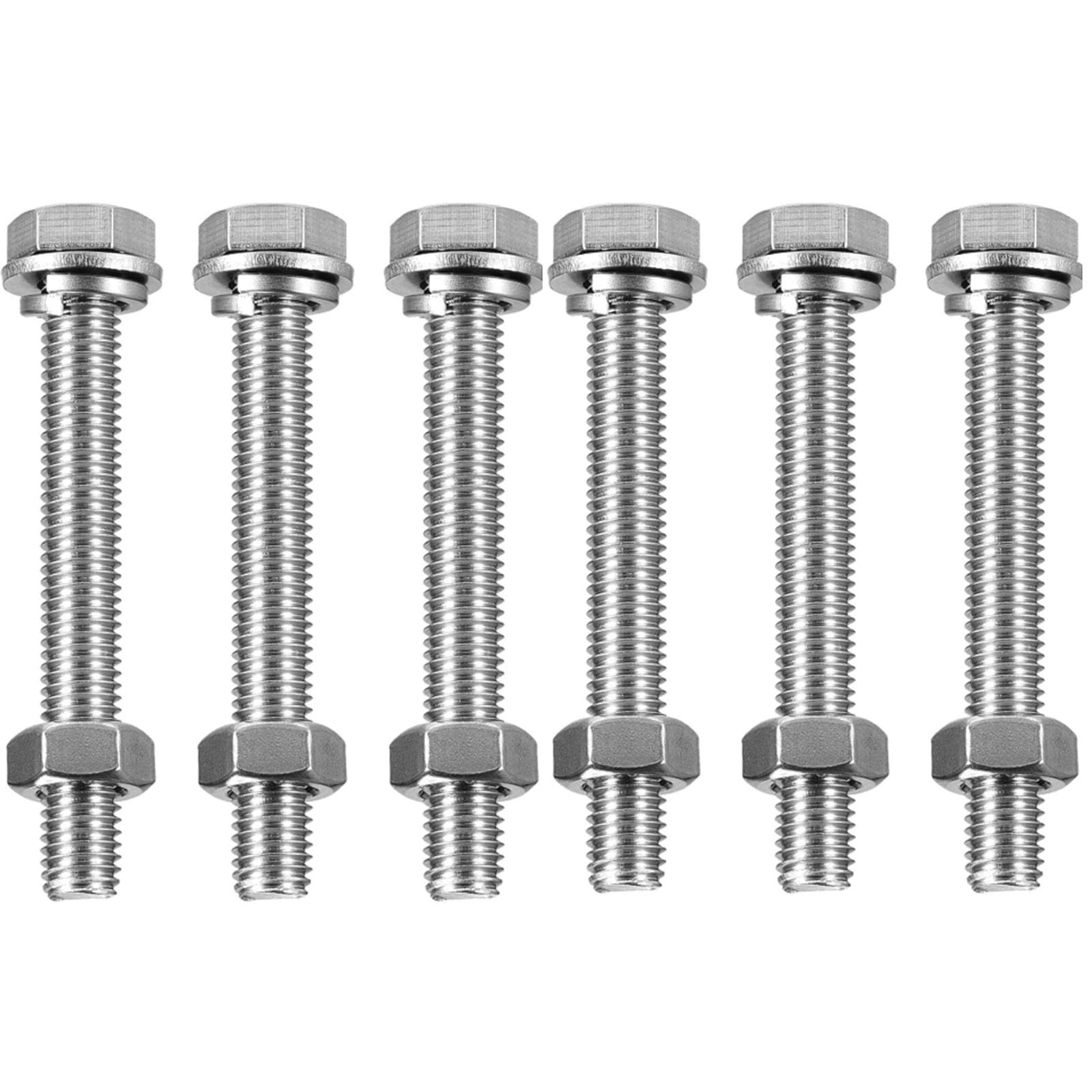 TA-VIGOR 6Pcs M10 x 80mm Hex Head Screws Bolts, Nuts, Flat & Lock Washers Kits, Fully Thread Hexagon Bolts