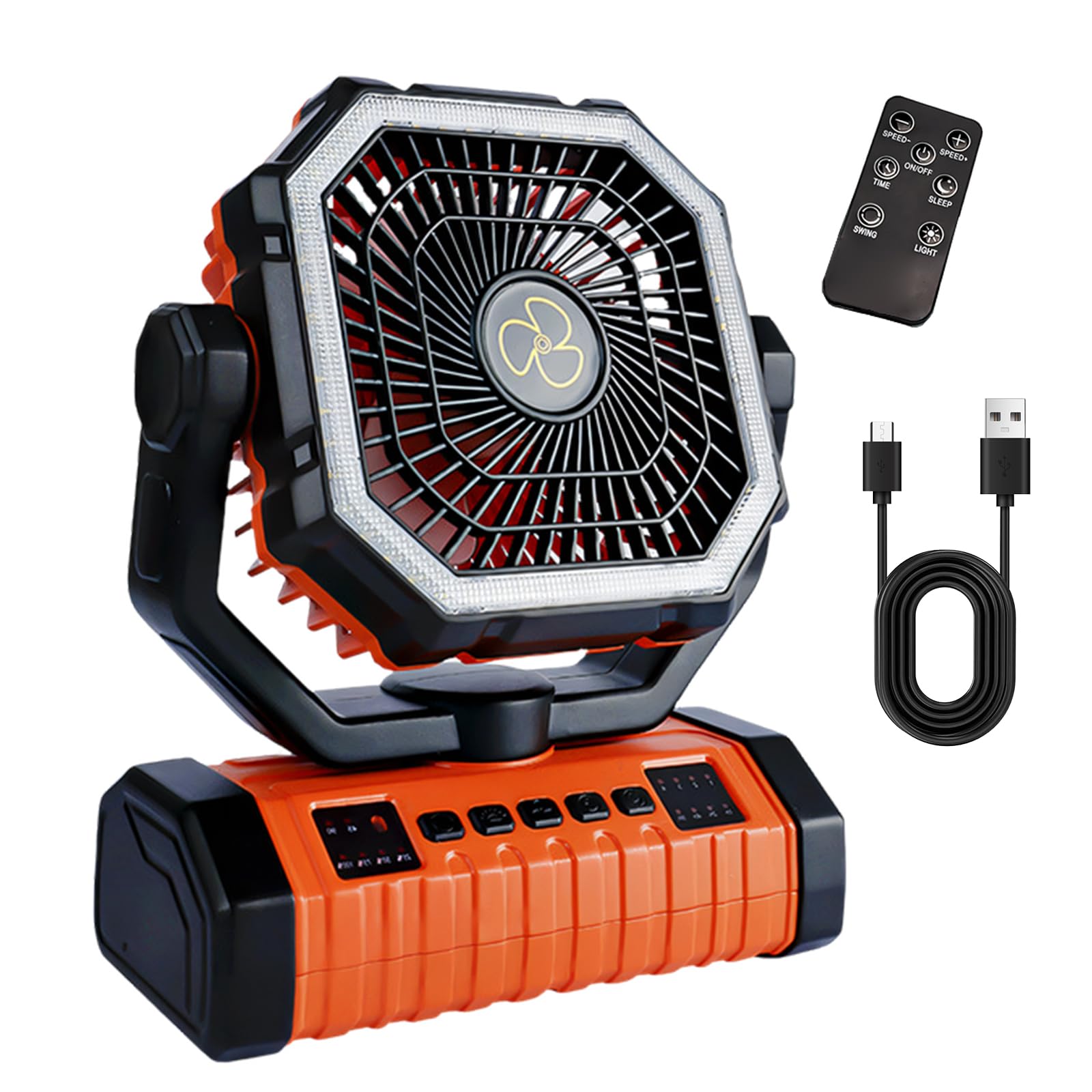 Tsophreniq Portable Camping Fan with LED Light USB Rechargeable Battery Powered for Outdoor Tent Hiking and Power Interruption Use Crisis Fan Light for Power Outage