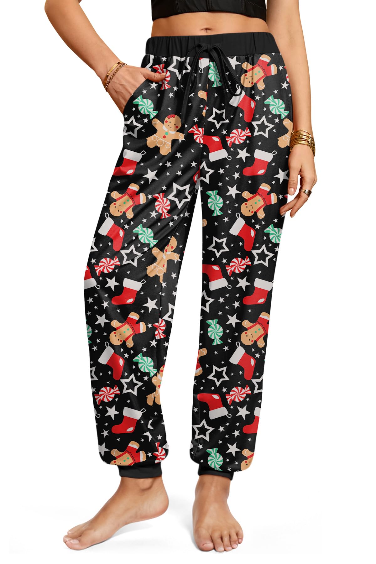 For G and PL Womens Christmas 3D Print with Drawstring Funny Pants Xmas Lightweight Reindeer Sweatpants XL