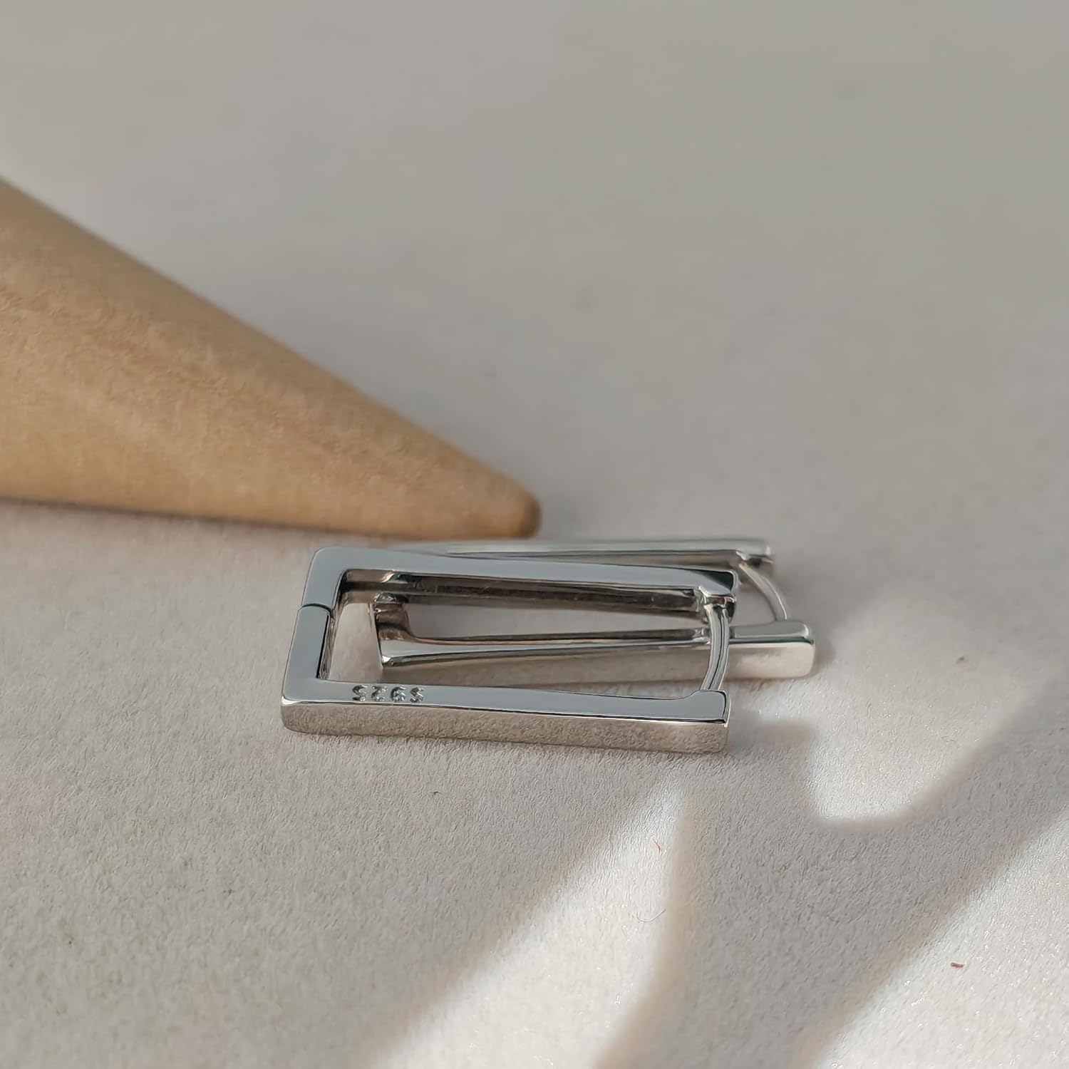 Geometric Hoop Earrings for Women, Sterling Silver Modern Abstract Earrings with White Gold Plating, Lightweight Hypoallergenic Fashion Jewelry Gifts - Image 3