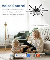LJX Okos Mennyezeti Lámpa Ventilátorral 78 cm - Alexa és Google Kompatibilis, Csendes DC Motor, Szabályozható Fényerő, Téli/Nyári Üzemmód, F 2