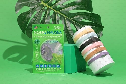 Miniatura 8 de NOMO Pulsera antináuseas  Banda de alivio instantáneo con aromaterapia y acupresión de menta  Banda de náuseas de niños a adultos para mareos por