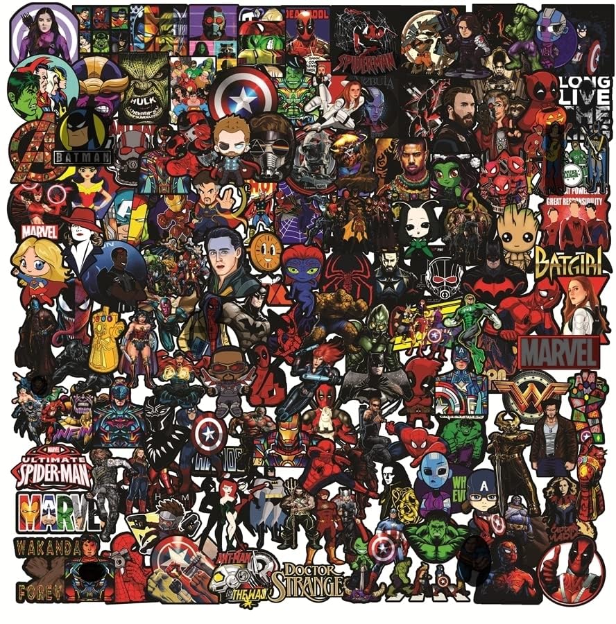 PIXELARTZ Superheroes Dark Theme DIY Vinyl Stickers for Laptop, Skateboard, Luggage, Snowboard, Refrigerator, Toys, Car, Bikes, Phones, Guitar (Multicolor) (9)