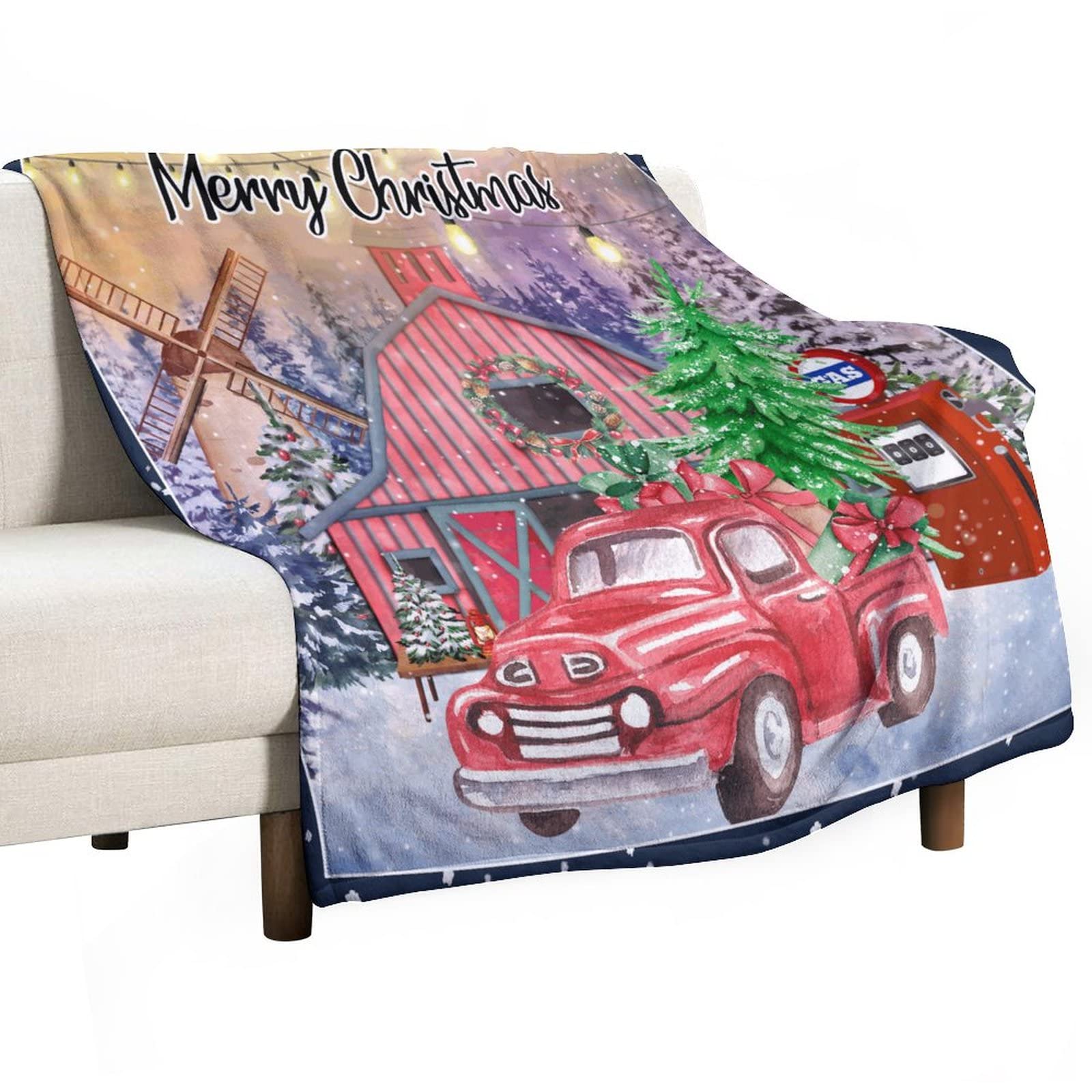 Couverture polaire douce flanelle chaude plaid Noël 130x150cm pour lit et canapé
