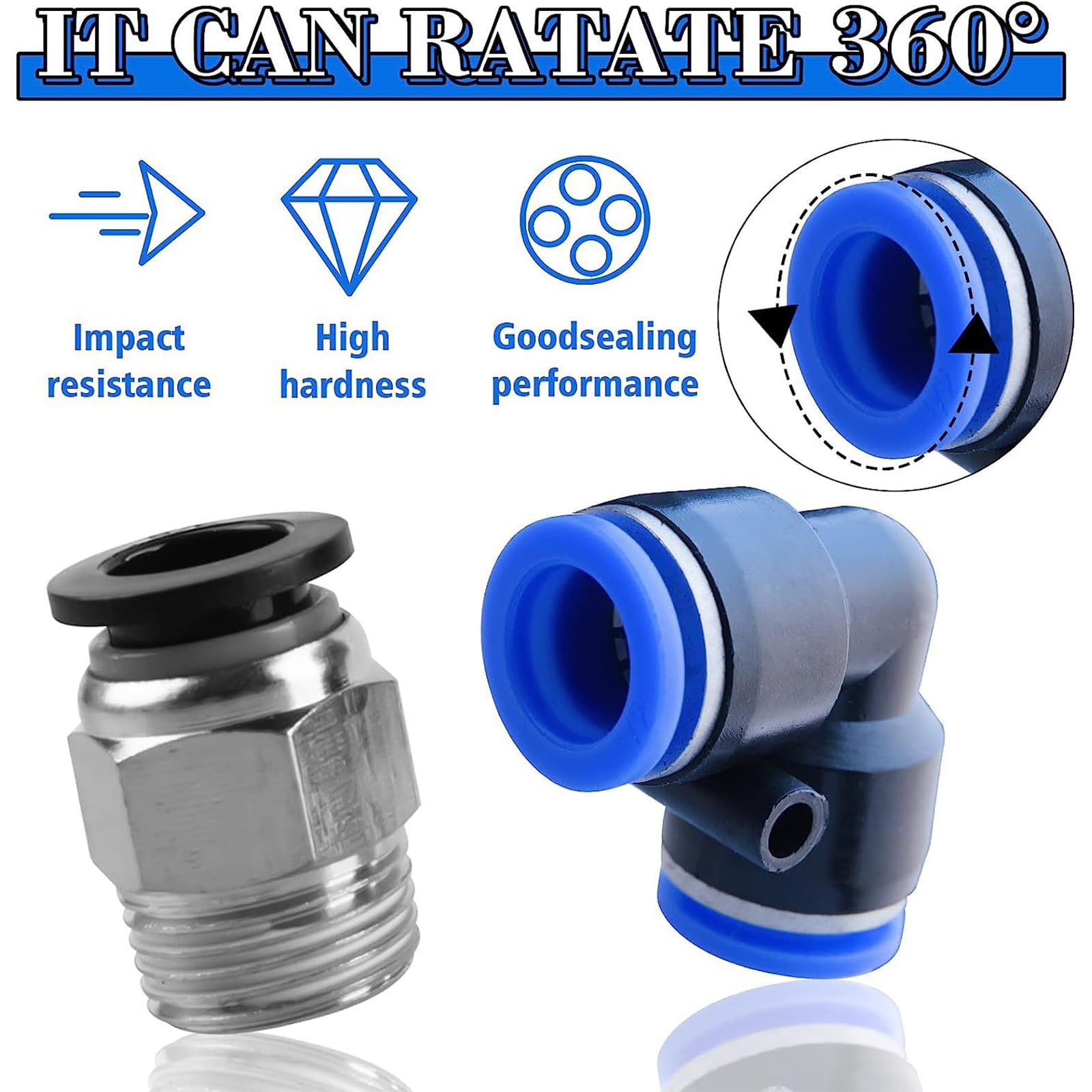 50 Pezzi Raccordo Pneumatico, Attacco Rapido Aria Compressa | Accessori Compressore Aria,Accessori Camion, Per Connessione Rapida Del Tubo Dell'aria（1/4", 1/8", 1/2", 3/8" ）