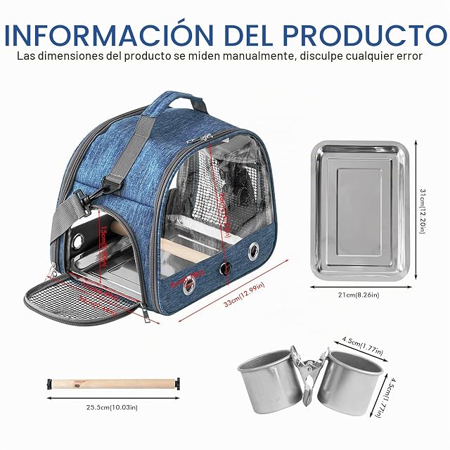 Foto 2 de 7 de WIYETY Transportbox Transportbox Transportbehälter für Vögel: Rucksack für Vögel mit Sitzstange und Edelstahl…