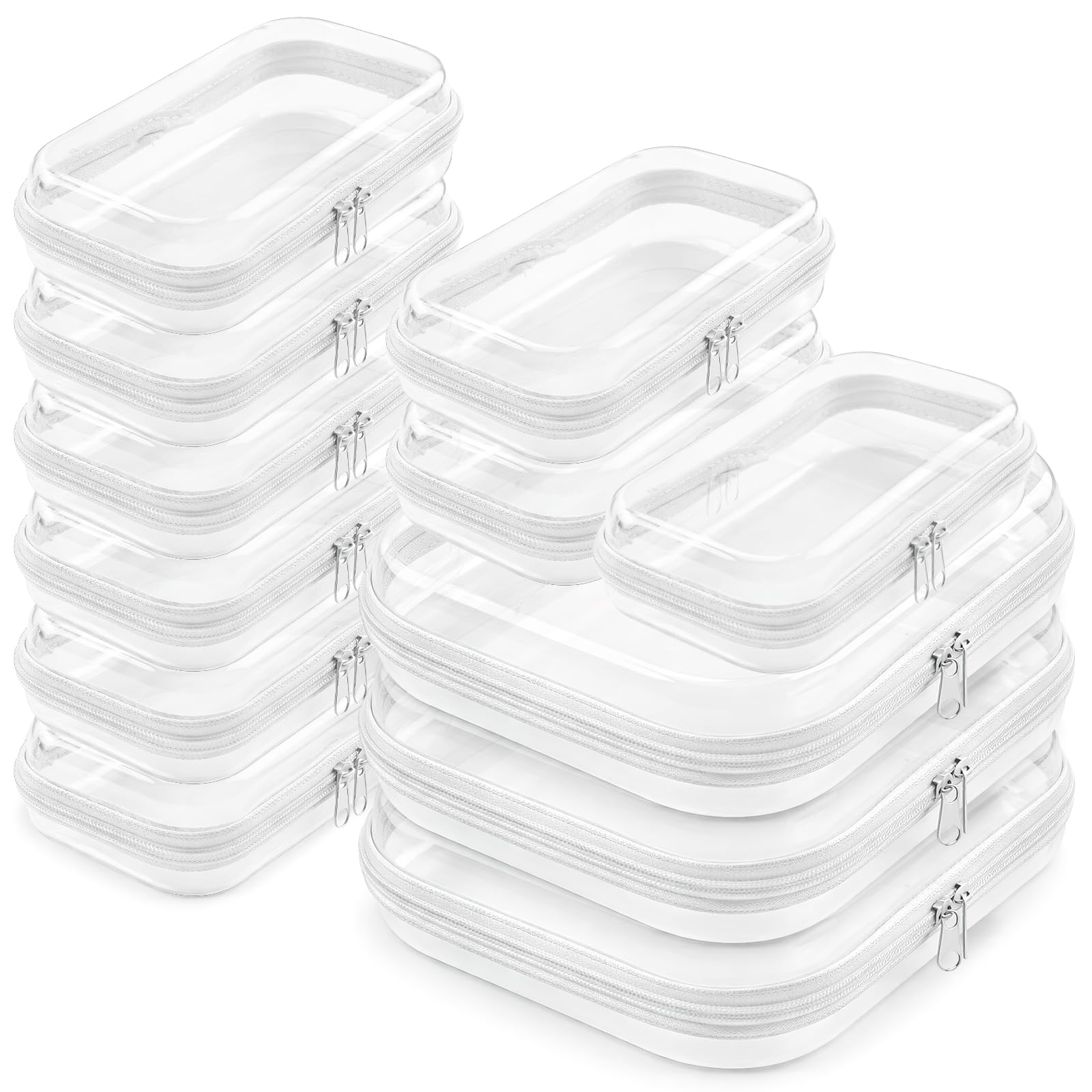 12 Stück Transparent Hartschalen Organizer Kunststoff Reisen Kosmetiktasche