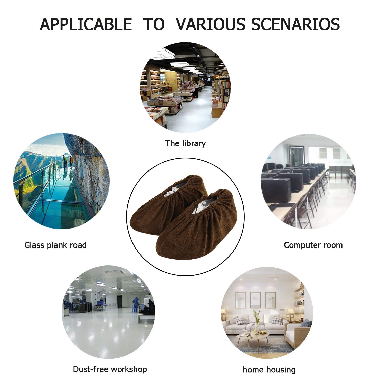 5 Pares Cubrezapatos Antideslizantes Cubiertas Reutilizable Zapatos con Franela Cubiertas de Zapatos Adecuadas para Lugares de Trabajo en Interiores Domésticos