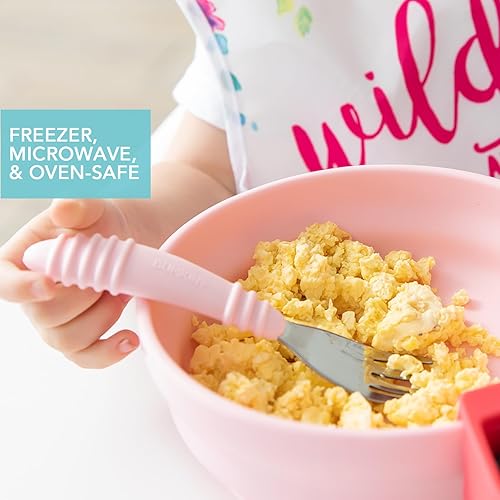 Miniatura 4 de Bumkins Cuenco para bebé, succión de silicona, para bebés, niños pequeños y niños, destete LED para bebés, esenciales para alimentación, silicona