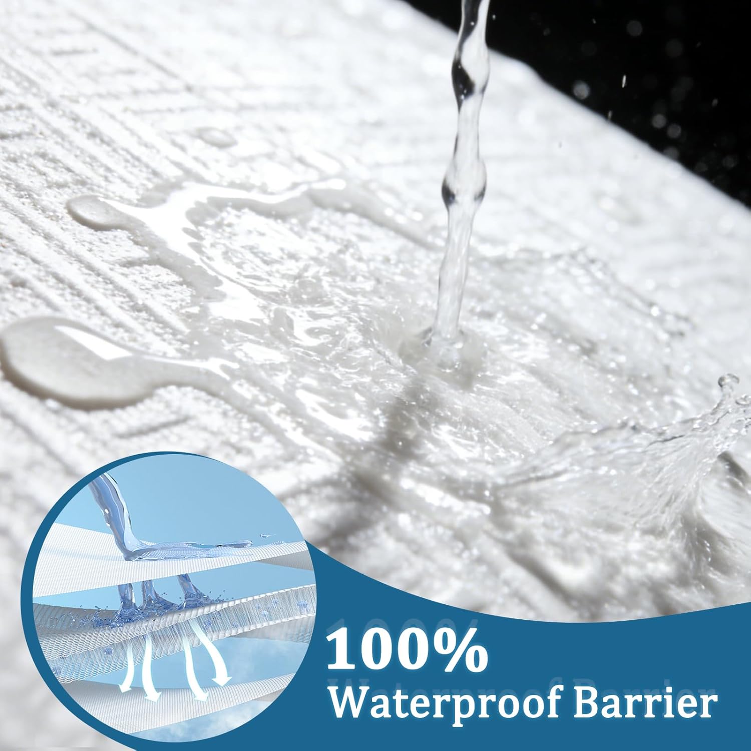 100% Waterproof Mattress Topper Queen Size Bed, 3 Inch Memory Foam Mattress Topper with Removable & Washable Cover, Soft Mattress Topper for Back Pain Relief High Density Foam