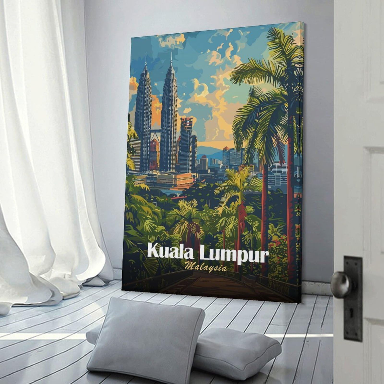 Junmoney Kuala Lumpur, Malaysia Cityscape Art Room Decor Wall Art 20x30inch(50x75cm), for Bedroom, Guest Room Or Reading Nook, An Easy Wall Refresh for Bedrooms