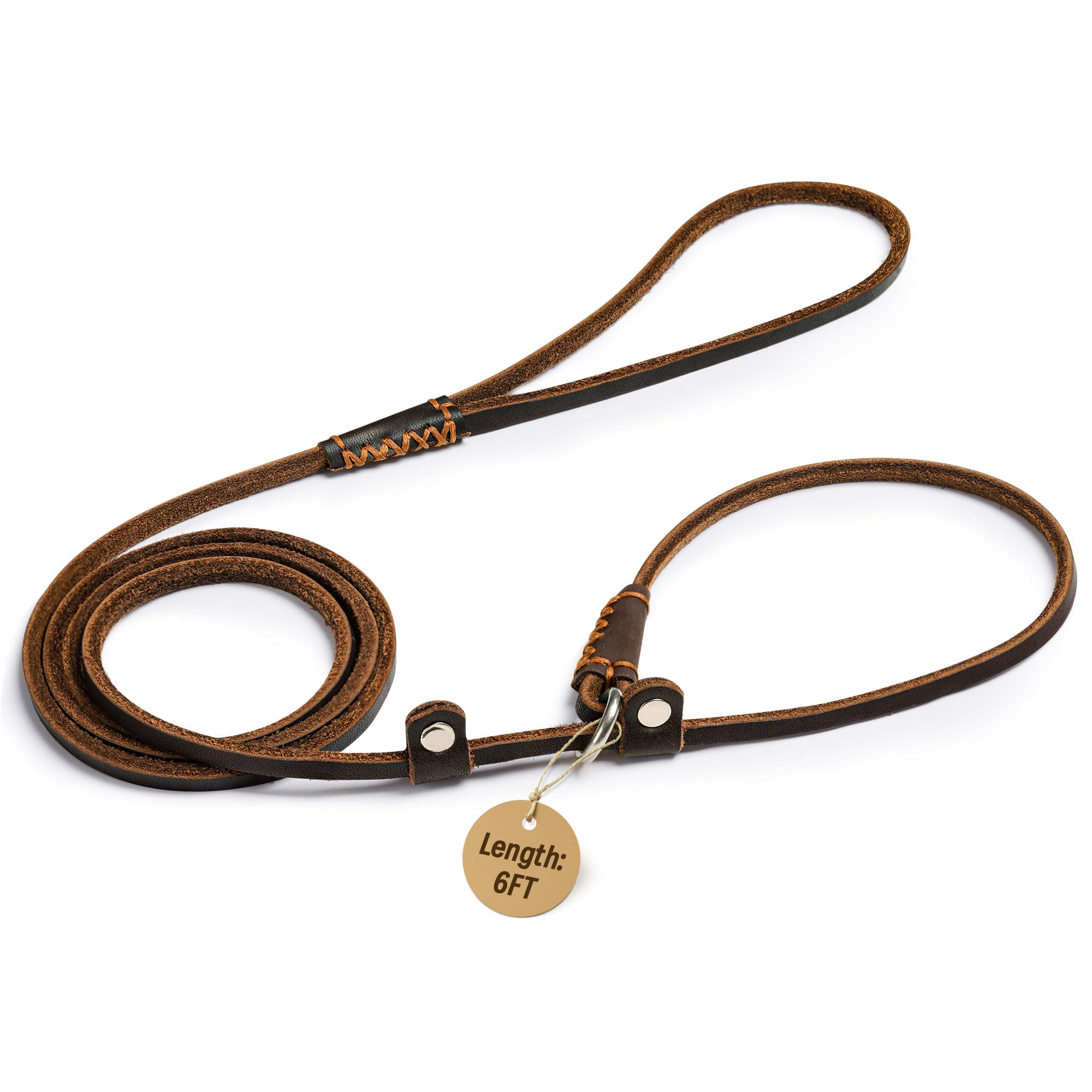 Amazon.com : Wellbro Real Leather Slip Dog Leash, Super Thin and