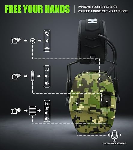 Miniatura 5 de Protección auditiva mejorada con Bluetooth 5.4 para disparar con sonido Amplificar electrónico digital orejeras de seguridad protector auditivo