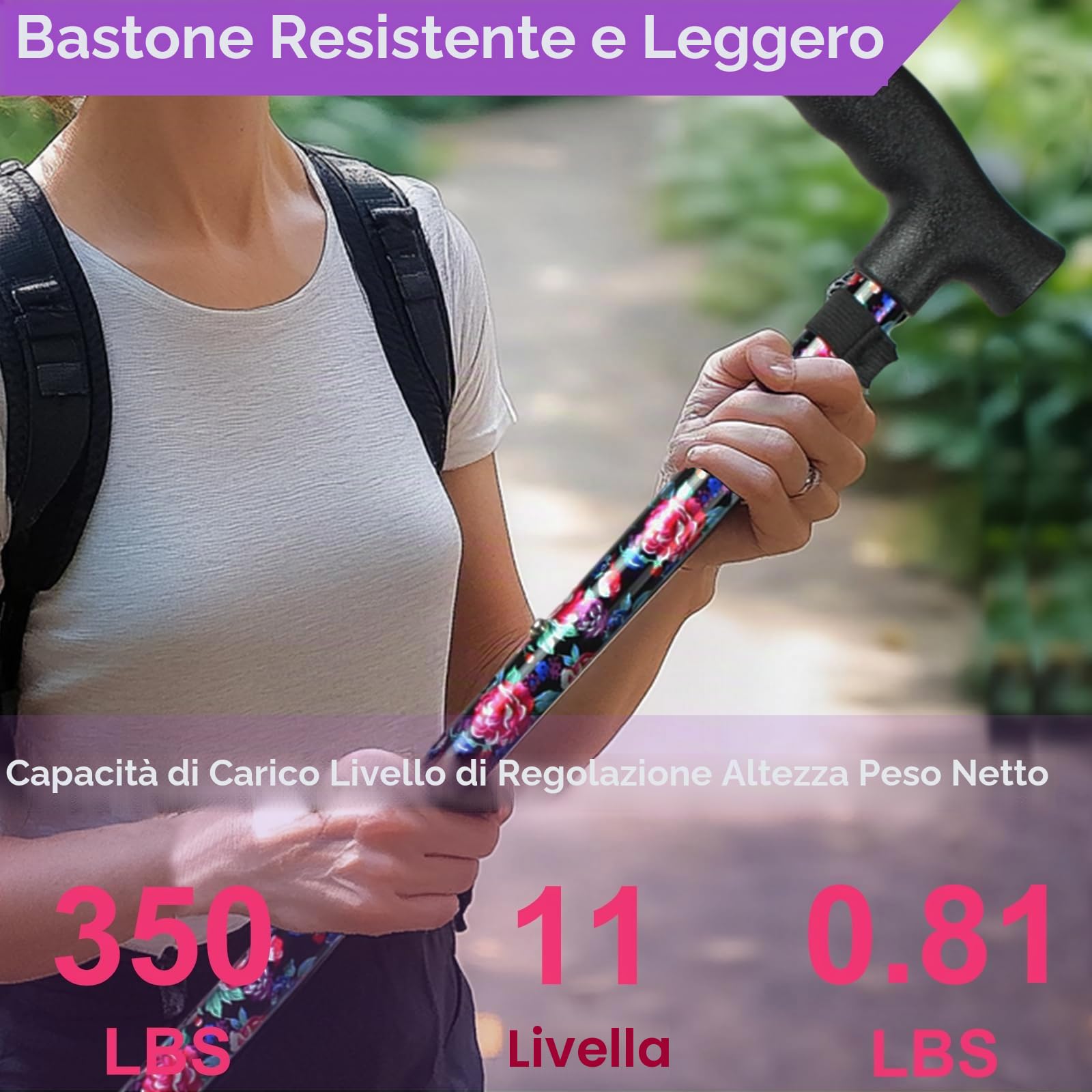 BeGrit Bastone per Anziani Telescopico Bastoni da Passeggio Donna Bastone Tre Piedi per Anziani Regolabile Bacchette per Camminare Autoportante Bastoncini da Passeggio 3 Piedi Regalo per Uomo Anziano