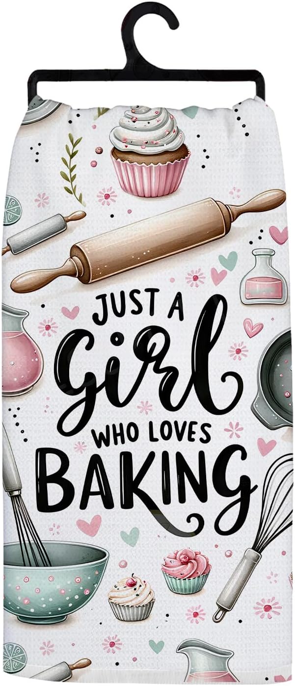 Girly Funny Baker Kitchen Towels, Unique Baking Gifts for Girls Women Decorative Hand Towels, Just a Girl Who Loves Baking Dish Tea Towels for Kitchen Bakery, 16x24 Inch