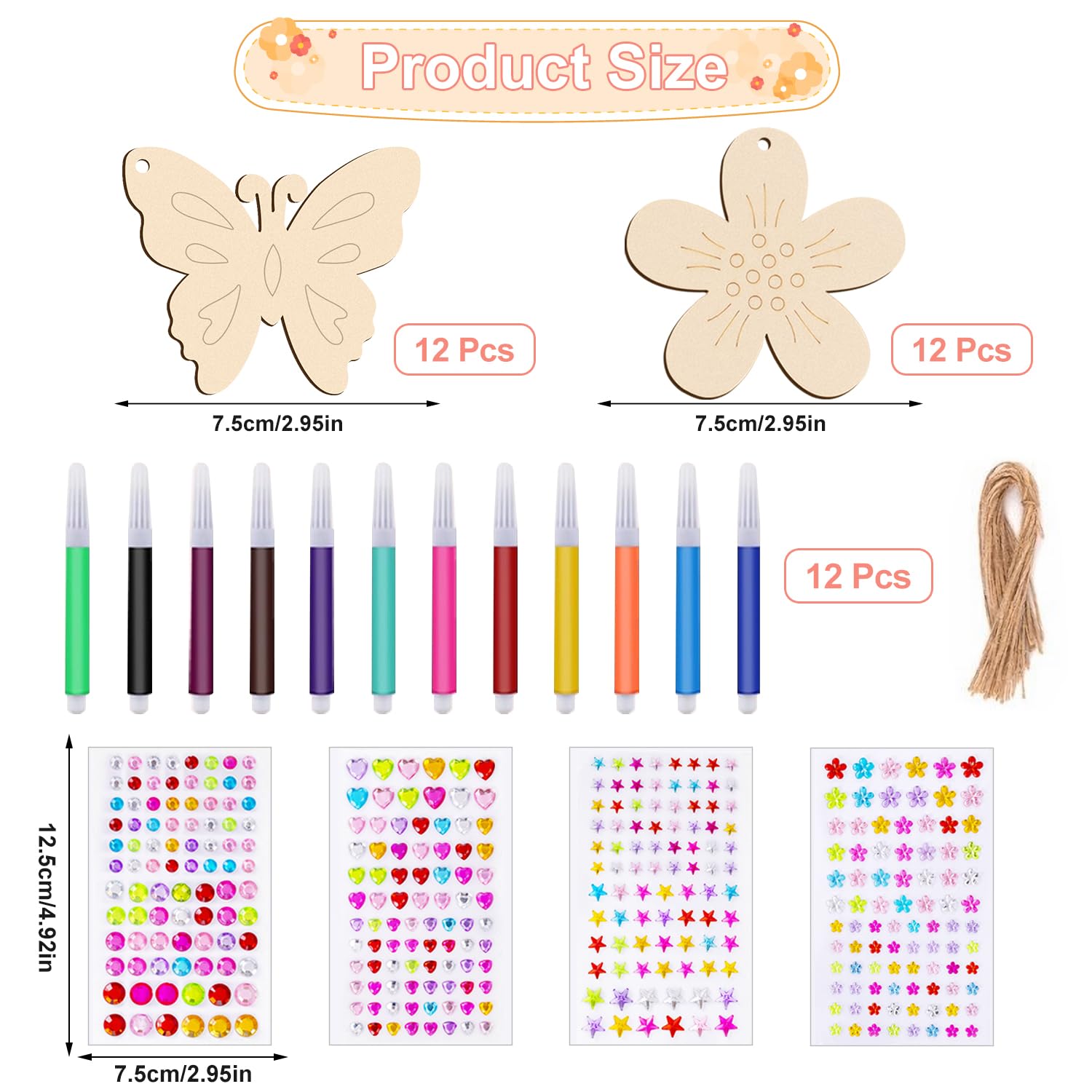Kit Bricolage Fleurs Et Papillons En Bois Pour Enfants - Activité Créative Avec Peintures Et Autocollants