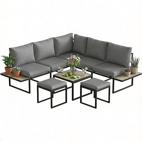 Outsunny Salon de Jardin extérieur 6 Personnes - Ensemble de