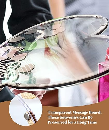 Miniatura 4 de Qivine Libro de visitas, libro de invitados de decoración de boda de corazón de madera, recuerdos de boda de acrílico para invitados con soporte de