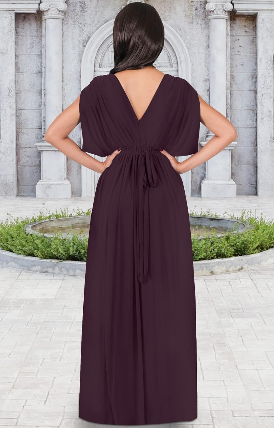 KOH KOH Womens Long V-Neck Summer Sexy Gown Grecian Flowy Sleeveless Maxi Dress