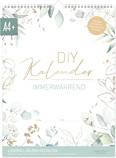 Häfft® Bastelkalender A4+ ohne Jahr, immerwährend "Blattgold" Fotokalender, DIY-Kalender, Kreativkalender, Geburtstagskalender zum Selbstgestalten - nachhaltig & klimafreundlich