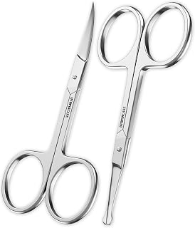Utopia Care - Curved and Rounded Facial Hair Scissors for Men - Mustache, Nose, Beard, Eyebrows, Eyelashes and Ear Hair Cutting Scissors - Professional Stainless Steel Trimming Scissors - Silver