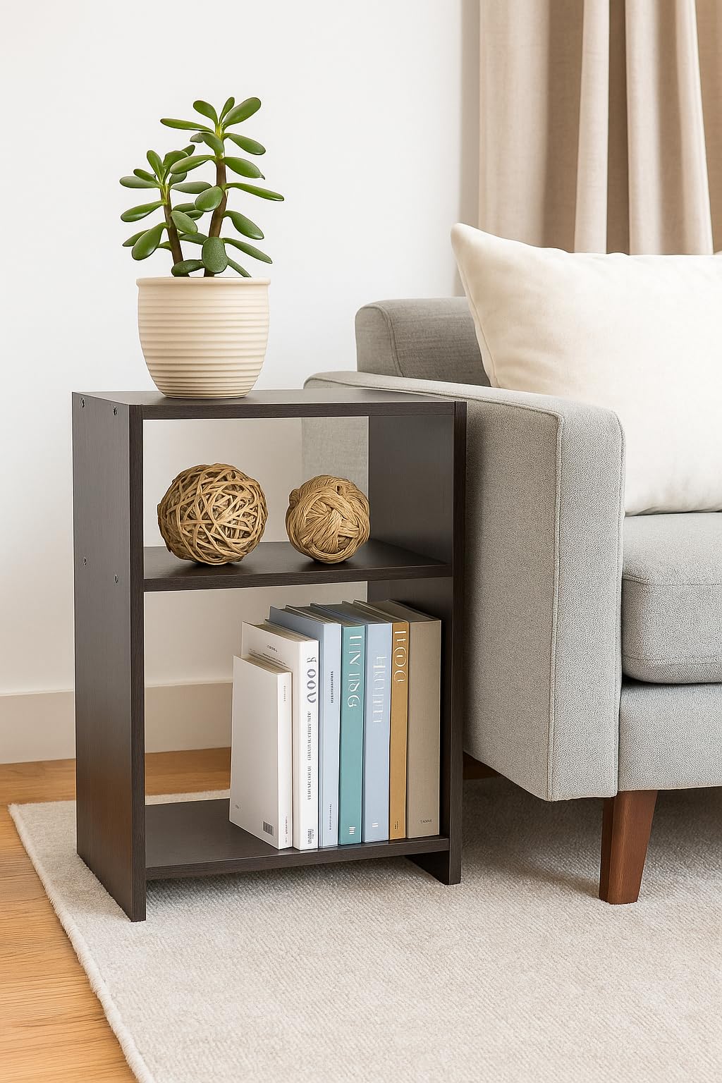 Wooden Cave® Bedside Table for Bedroom | End Table with Storage for Living Room | Compact Side Table for Hostel, Sofa, Home Decor | Engineered Wood DIY Nightstand (3-Tier-Table)