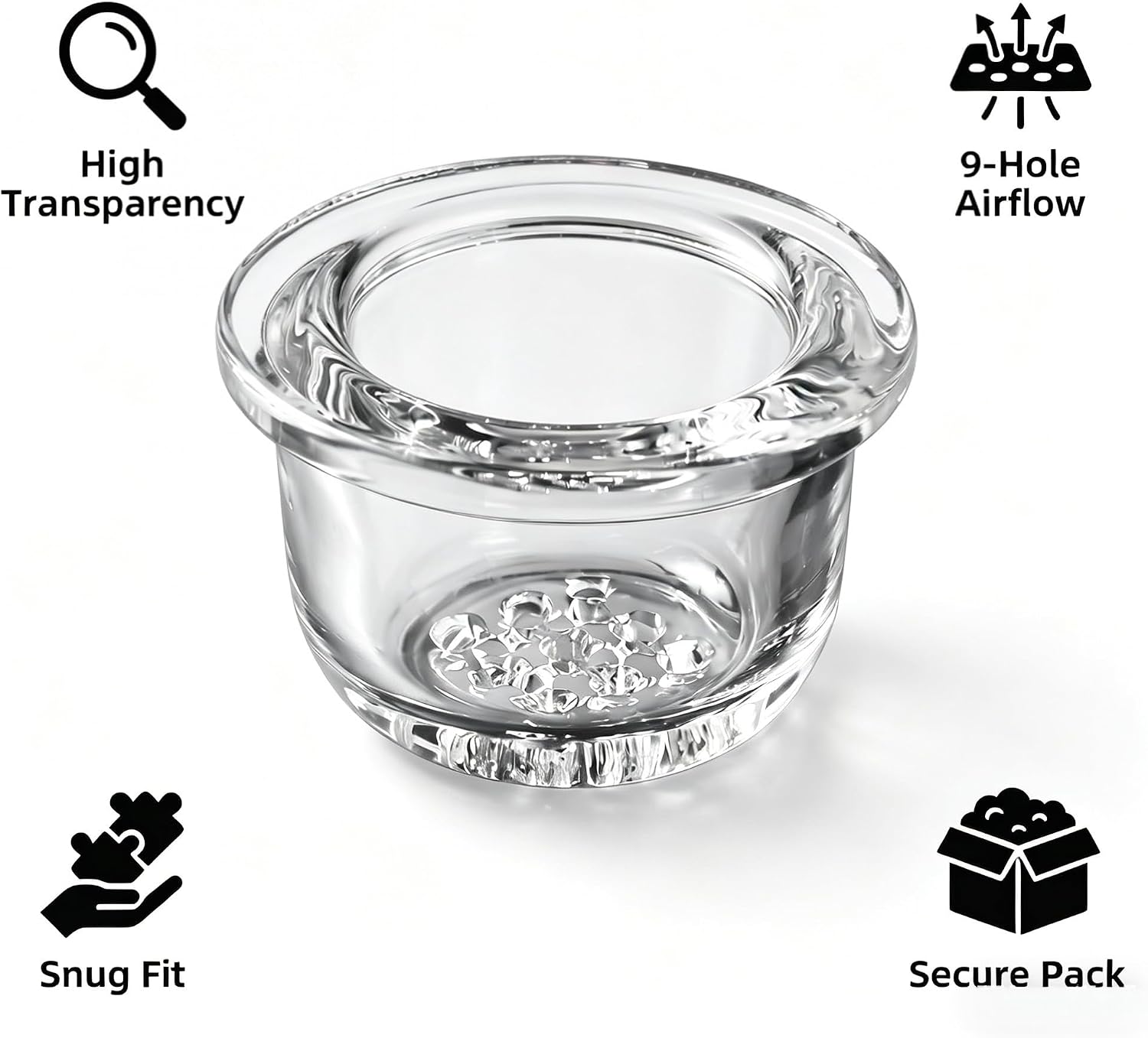 9Pcs 9-Hole Borosilicate Glass Bowl Screens for Pipe, Heat-Resistant