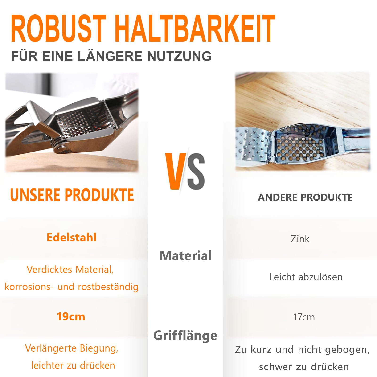 Garlic Press wyciskarka do czosnku ze stali nierdzewnej z uchwytami kołyskowymi kostka premium krajarka do czosnku Garlic Press łatwa do czyszczenia, nadaje