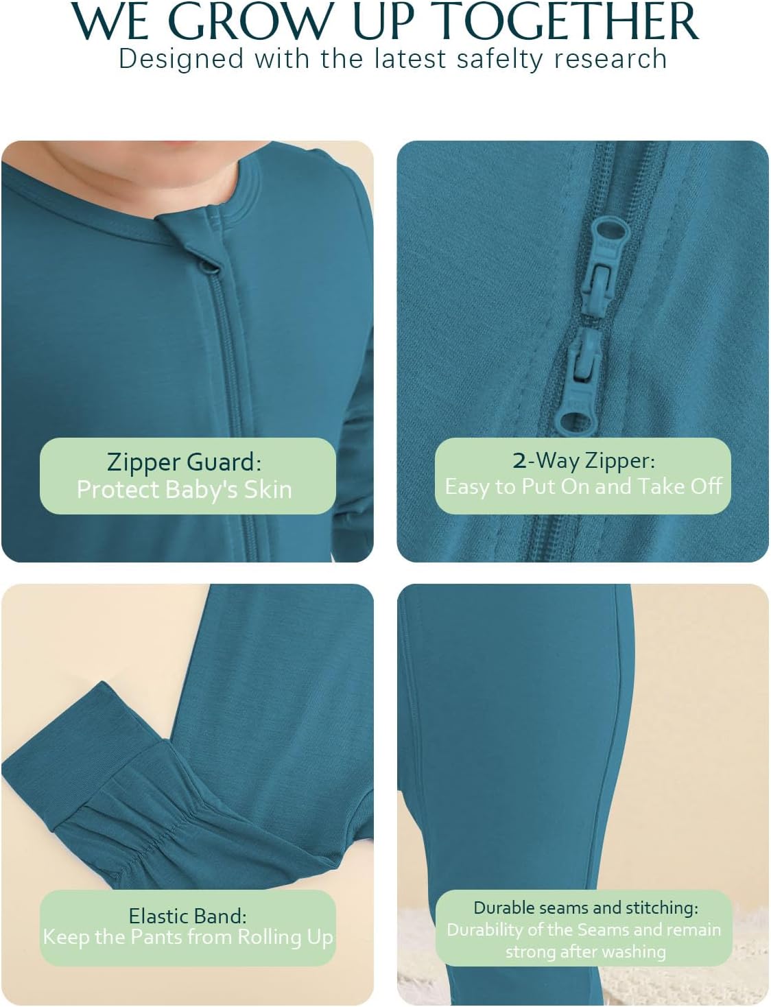 Jimonda Baby Footless Pajamas,Two Zip Closure Long Sleeve Romper,Infant Clothes Pjs 4 Pcs - Image 3