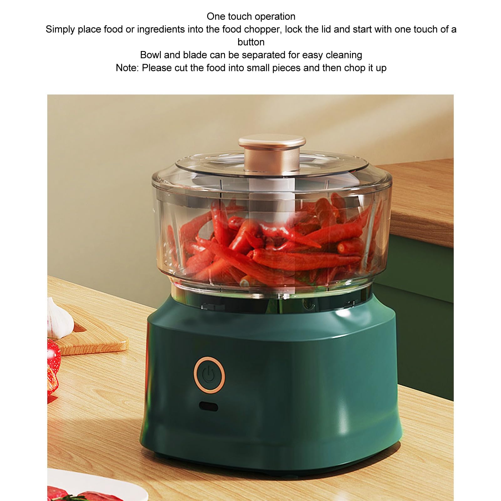 Yctze Robot Culinaire pour bébé, Professionnel Efficace, Rechargeable par USB, Mini Hachoir électrique, Cuiseur Vapeur pour Aliments pour Bébés, Fruits, Ail, Piment, Oignon, Viande