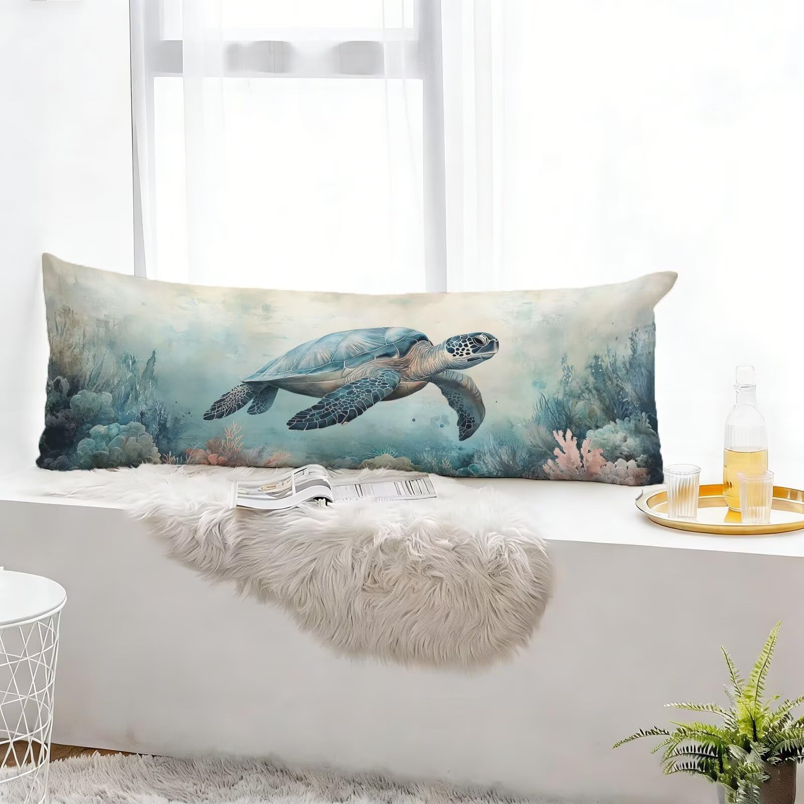 U00-404 Poszewki na poduszki, 60 x 180 cm, turkusowe, w rozmiarze king-size, zwierzęce, z ukrytym zamkiem błyskawicznym, aksamitne, prostokątne, dekoracyjne, długie poduszki, na całe ciało, prezenty
