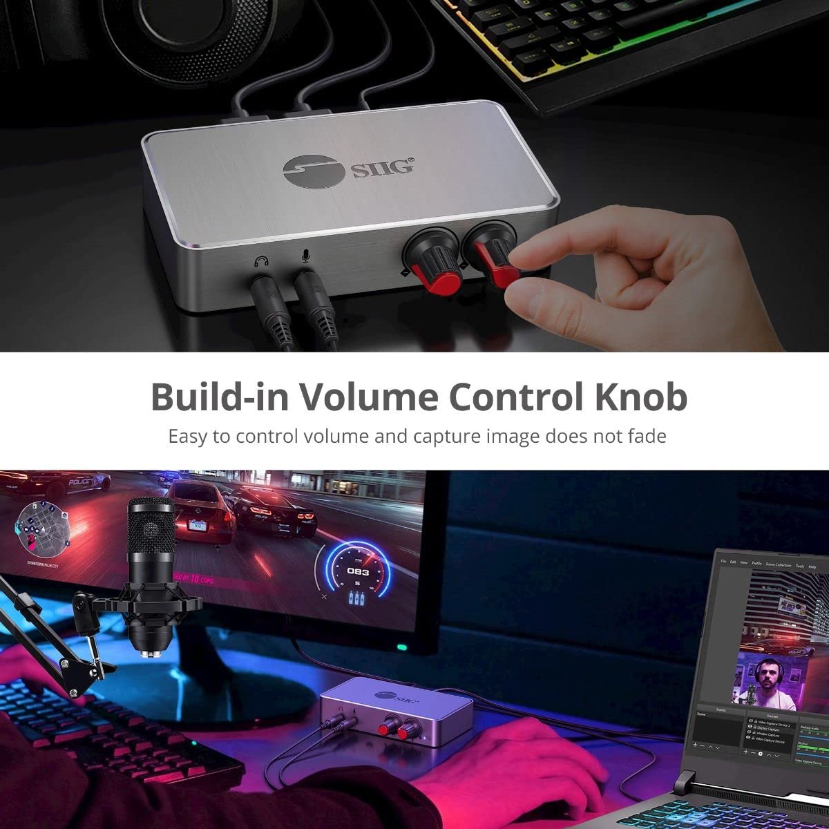 SIIG Tarjeta de captura de audio y video 4K, dispositivo de captura de video USB-C HDMI con control de volumen, grabación de juegos 4K 30Hz, transmisión en vivo (CE-H27311-S1)