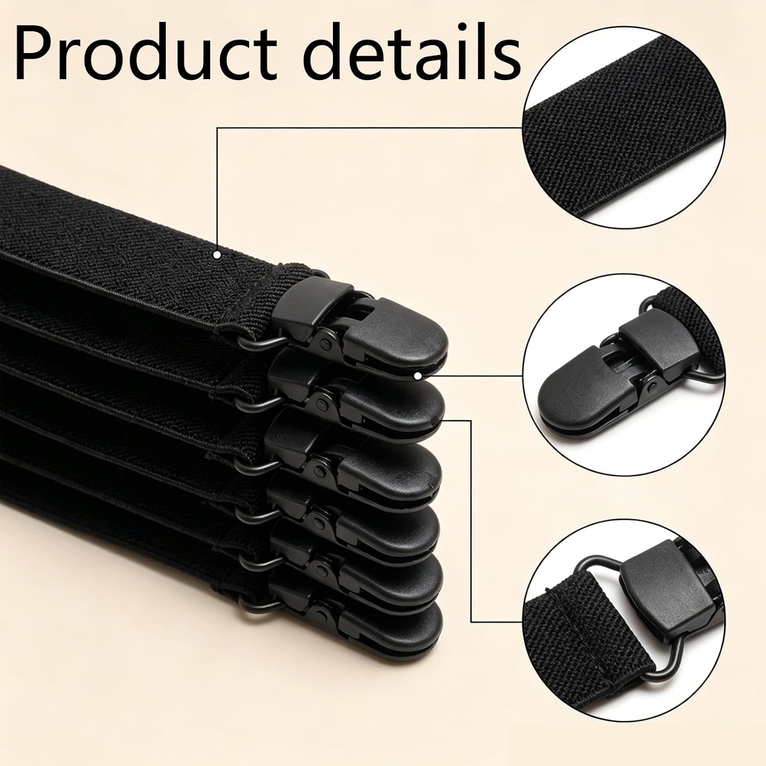 6PCS Boot Strap, Elastic Straps with Clips, Boot Straps for Cowboy Boots, Pant Leg Clips, Stirrup Pants, Boot Bands, Boot Snake Straps for Cowboy Boots(Black)