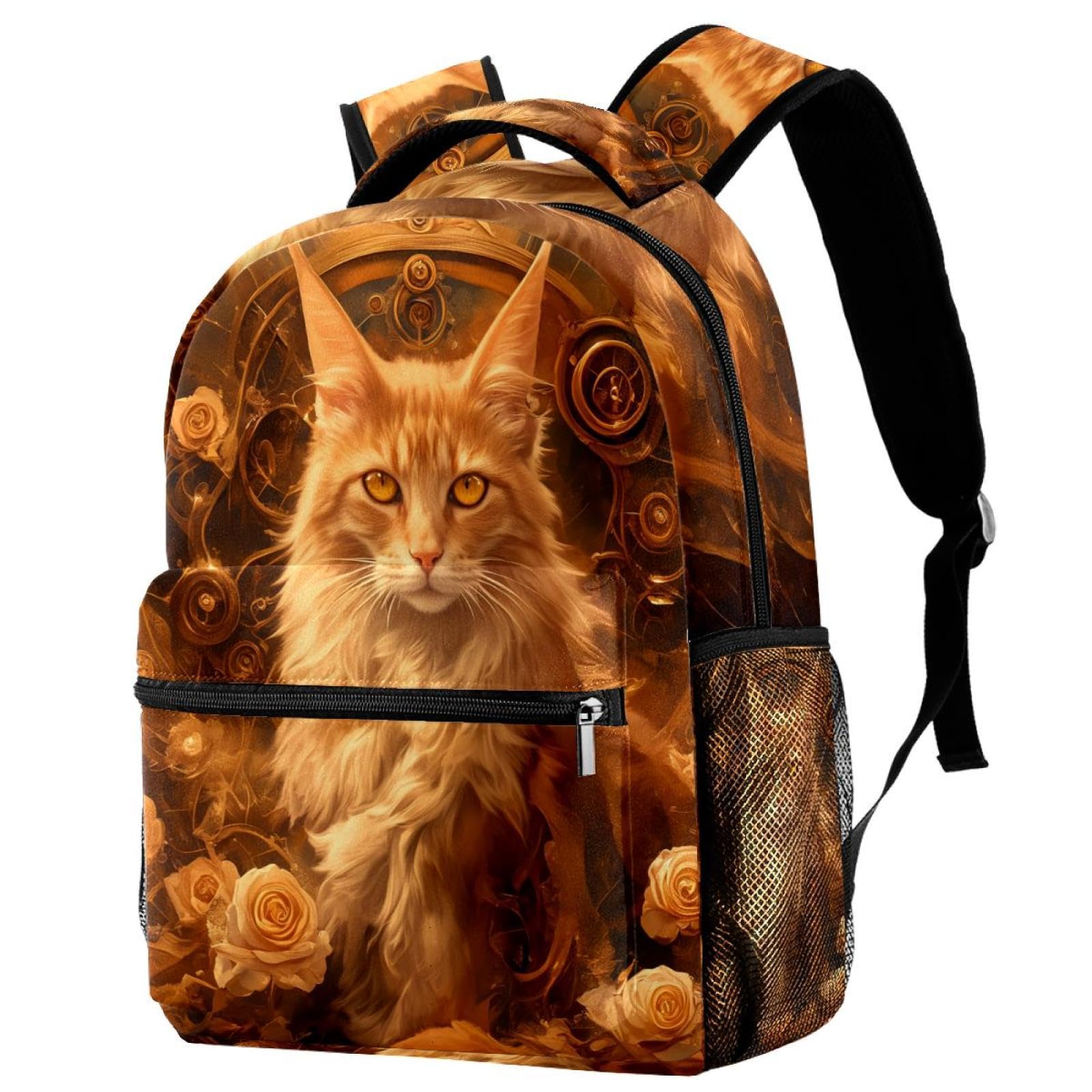 MRWQC School Bag Orange Mainecoon Cat Shoulder Backpack Students Bookbag Travel Bags Daypack Backpacks For Boys Girls
