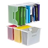 IRIS USA Medium Portable Desktop File Box with Open Lid, 6 Pack, Side Handles, Hanging File Folders, Tabs & Inserts, Letter Size, Magazines, Newspapers, Mail, Books, Notebooks, Clear