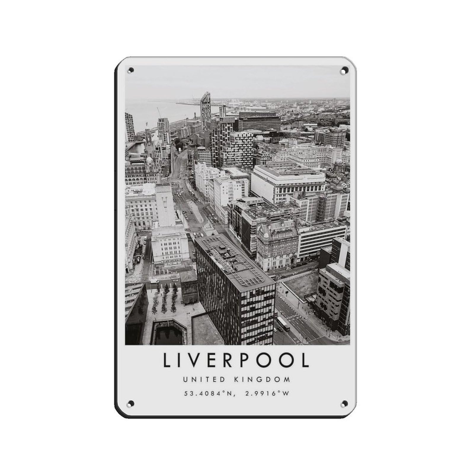 Liverpool Travel, Liverpool Poster Retro Poster Metal Tin Sign Chic Art Retro Iron Painting Bar People Cave Cafe Family Garage Poster Wall Decoration 8x12inch(20x30cm)