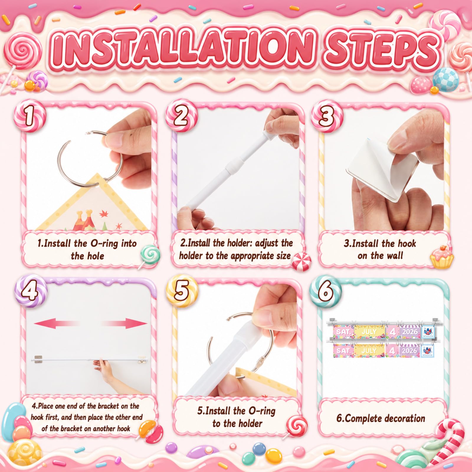 MotiMind 65-teiliges 2026 Candy Flip-Kalender, Pinnwand-Set, Flip-Kalender mit verstellbarem Halter, buntes Klassenzimmer-Dekor, inklusive 65 Datums-Karten für den Schulanfang, Heimdekor-Zubehör