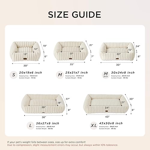 Miniatura 5 de Bedsure Bonita cama para perros pequeños y medianos, camas lavables para cachorros, camas ortopédicas rectangulares de forro polar de pana para