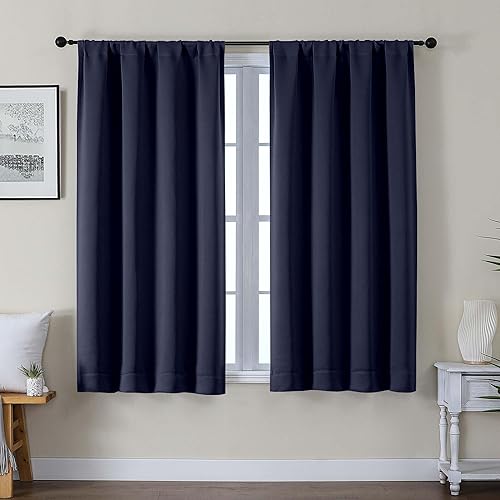 Miniatura 110 de Gwine - Cortinas opacas negras para dormitorio de 84 pulgadas de largo, juego de 2 paneles, cortinas sólidas reductoras de ruido con aislamiento